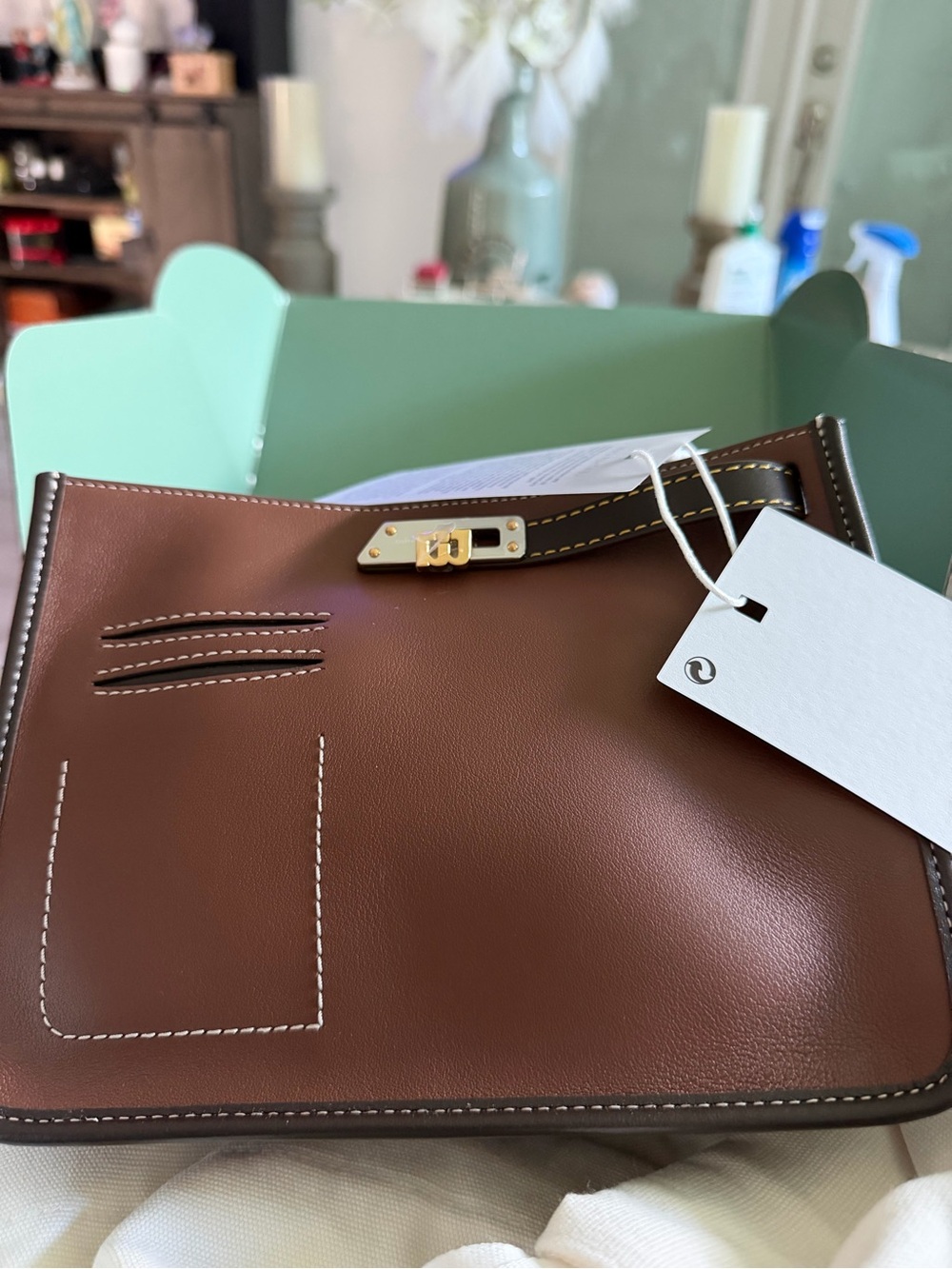 Mylouye Brown Leather Crossbody Bag and belt bag with Gold Hardware